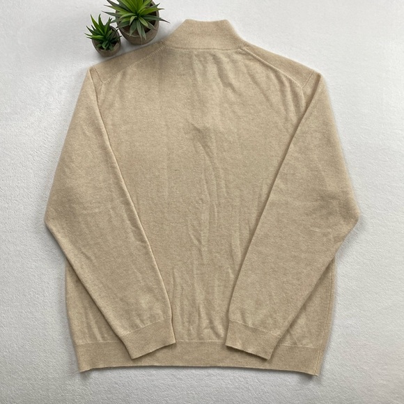 Club Room Estate Cashmere Mock Neck LS Quarter Zip Pullover Sweater (Ivory) - Picture 2 of 16